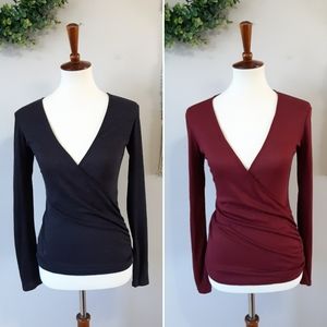 Silence + Noise | UO Plunge Surplice Top -Lot of 2